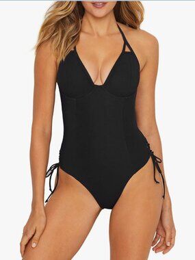 Miss Mandalay Women's Icon Plunge One Piece Swimsuit, Size 32E